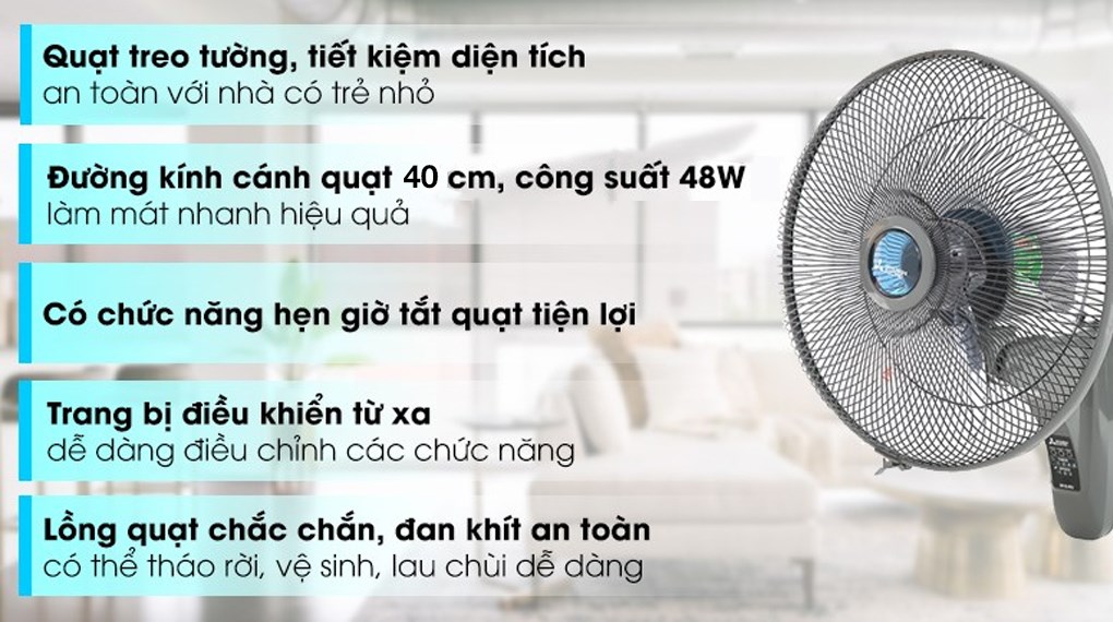 Quạt treo tường Mitsubishi Electric 3 cánh W16-RV 48W