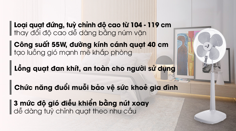 Quạt đứng Asia 4 cánh D16026-XV0 55W