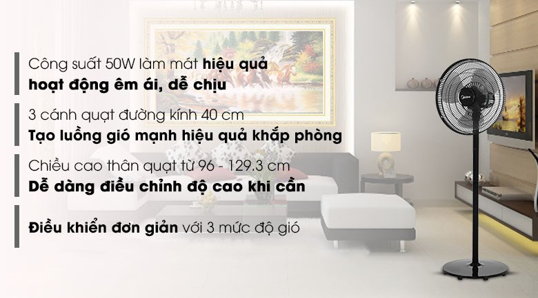 Quạt đứng Midea 3 cánh FS40-18CB 50W