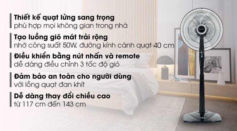 Quạt đứng Sharp 3 cánh PJ-S40RV-DG 50W