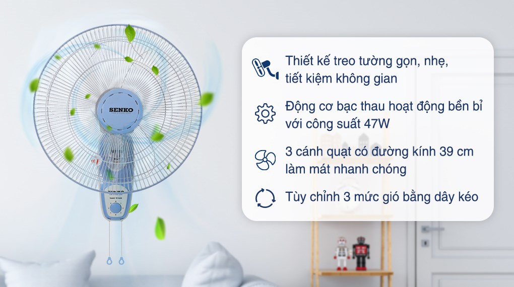 Quạt treo tường Senko 3 cánh TC1626 47W