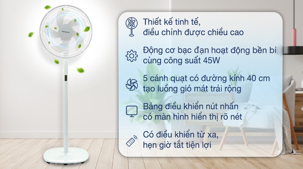 Quạt đứng Kangaroo 5 cánh KG726 45W