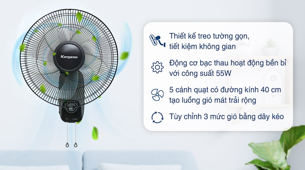 Quạt treo tường Kangaroo 5 cánh KG723 55W