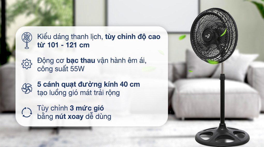 Quạt đứng Asia 5 cánh VY619990 55W