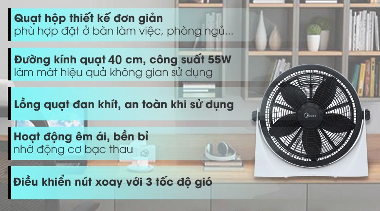 Quạt hộp Midea 5 cánh FB40-9H 55W