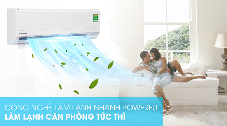 Công nghệ làm lạnh nhanh Powerful trên Máy lạnh Panasonic Inverter 1 HP CU/CS-PU9WKH-8M