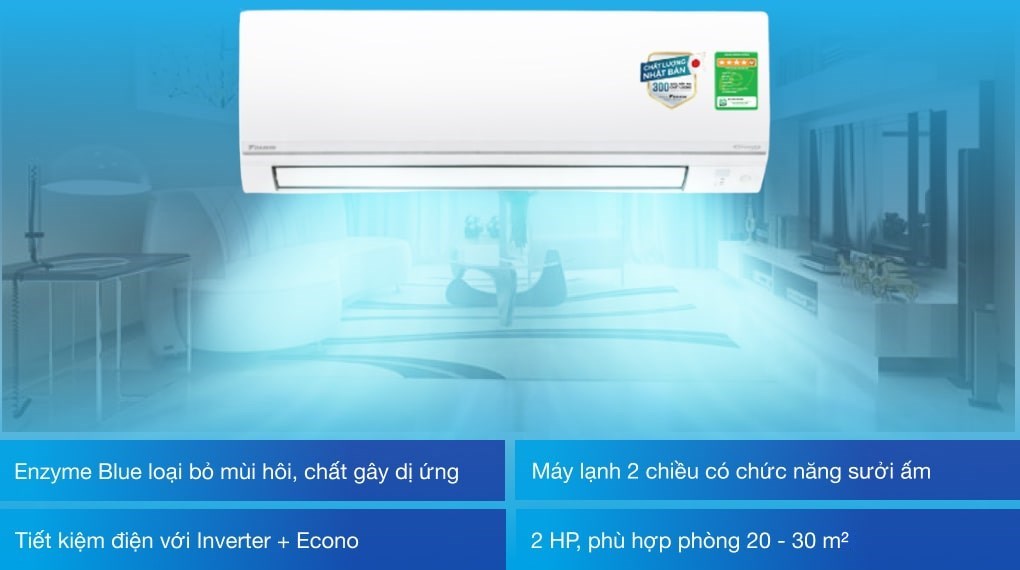 Máy lạnh 2 chiều Daikin Inverter 2 HP FTHF50VVMV