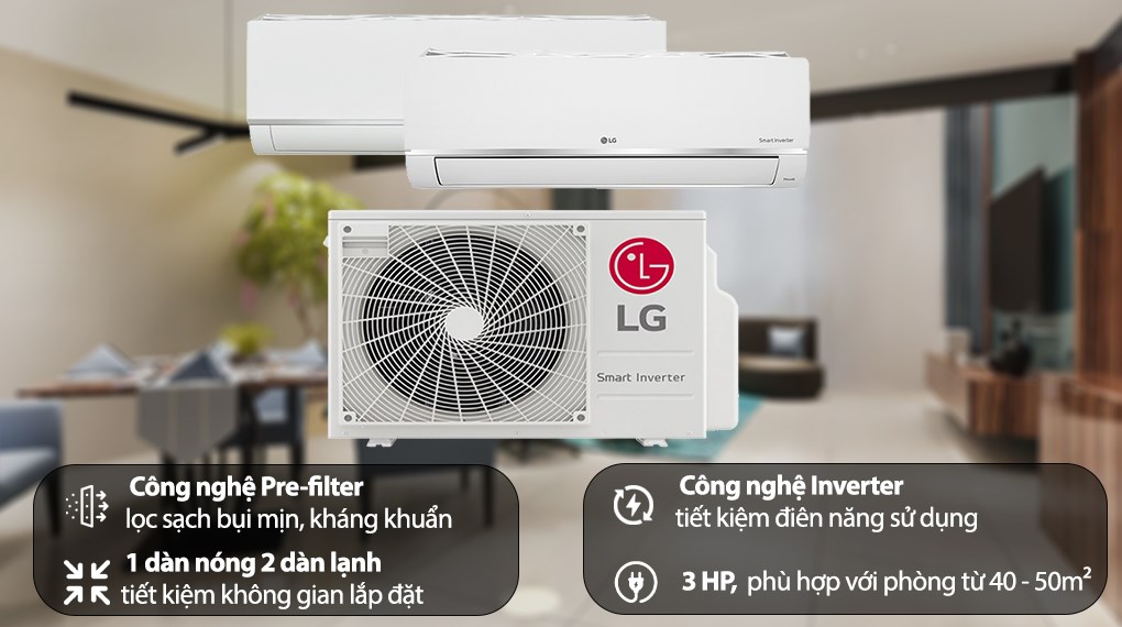 Bộ máy lạnh Multi LG Inverter 2 dàn lạnh 3 HP A3UQ30GFD0