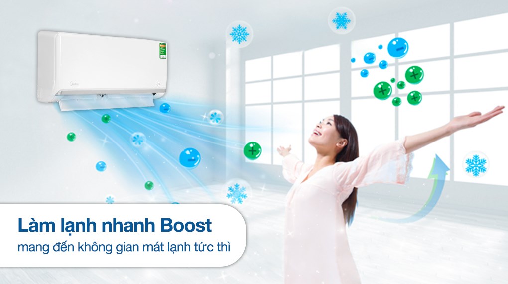 Máy lạnh Midea Inverter 1 HP MSAGA-10CRDN8 với thiết kế đơn giản, công nghệ làm lạnh nhanh