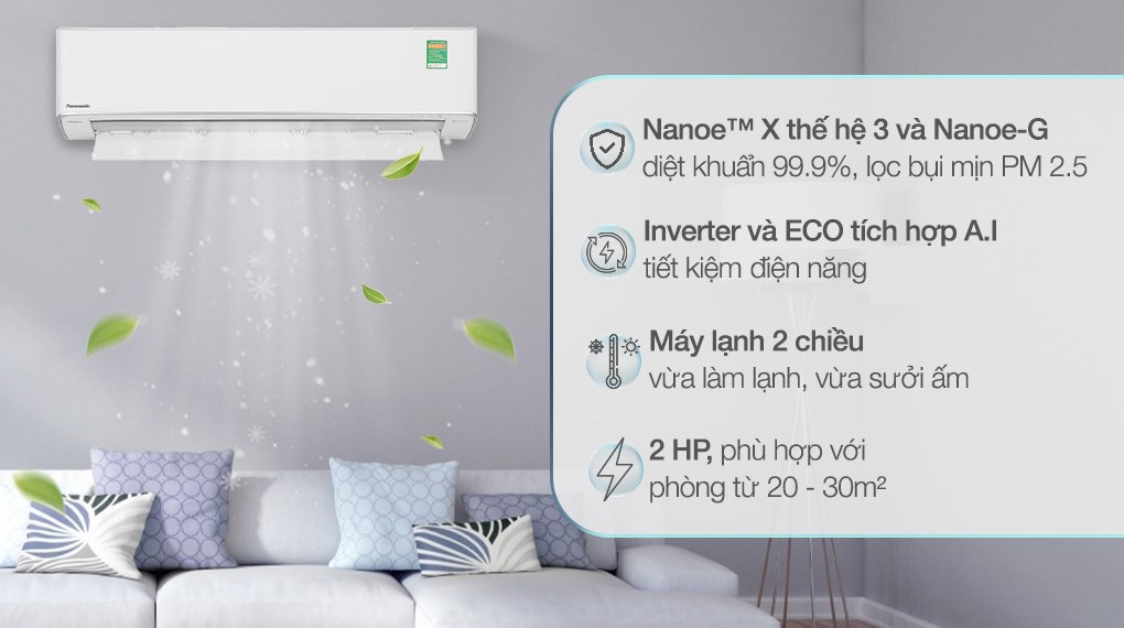 Máy điều hòa 2 chiều Panasonic Inverter 2.0 HP CU/CS-XZ18ZKH-8