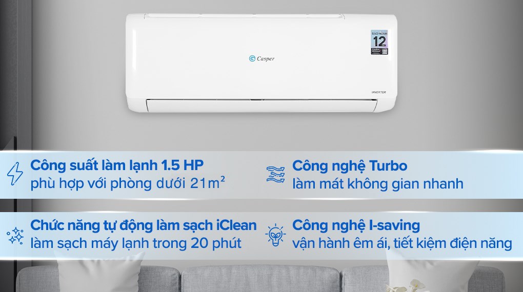 Máy lạnh Casper Inverter 1.5 HP TC-12IS36