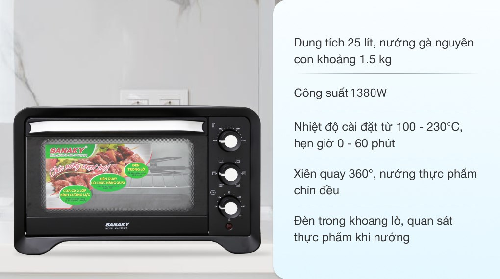 Lò nướng Sanaky VH259S2D 25 lít