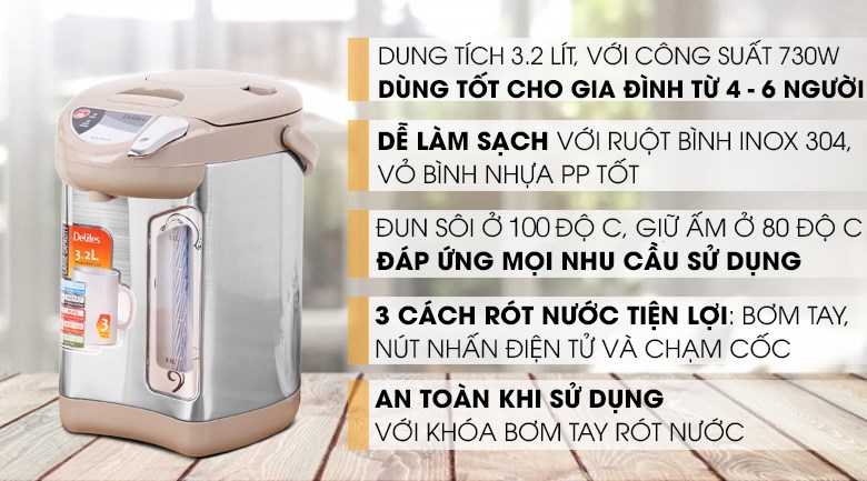 Bình thủy điện Delites EKA-5.0F 3.2 lít