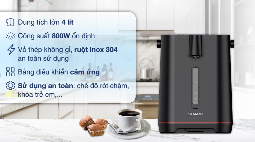 Bình thủy điện Sharp KP-40EBV-BK 4 lít