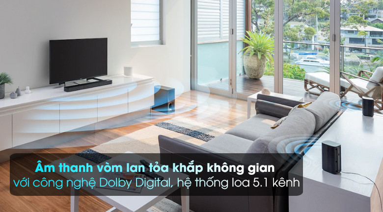 Dàn âm thanh Sony 5.1 HT-S20R 400W vòm lan tỏa khắp không gian với công nghệ Dolby Digital, hệ thống loa 5.1 kênh