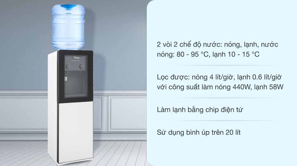 Cây nước nóng lạnh Midea YD1518S-X 498W