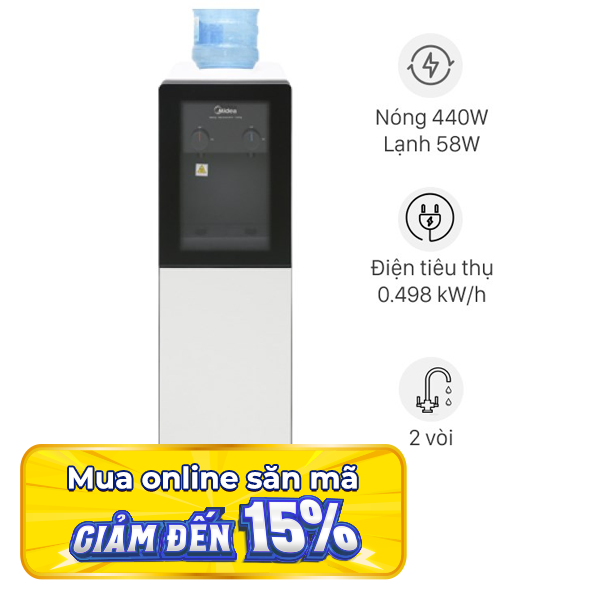 Cây nước nóng lạnh Midea YD1518S-X 498W