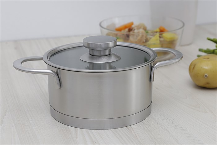 Nồi inox 3 đáy nắp kính 16 cm Delites 002NCH