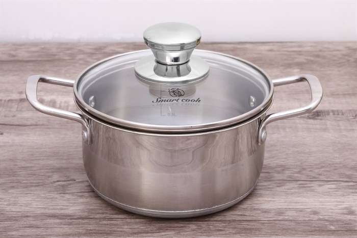 Nồi inox 3 đáy nắp kiếng 16 cm Smartcook SM2400MN