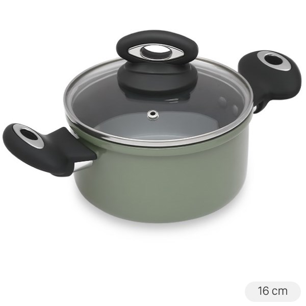 Nồi nhôm nắp kính 16 cm Happycook HCA-CG16