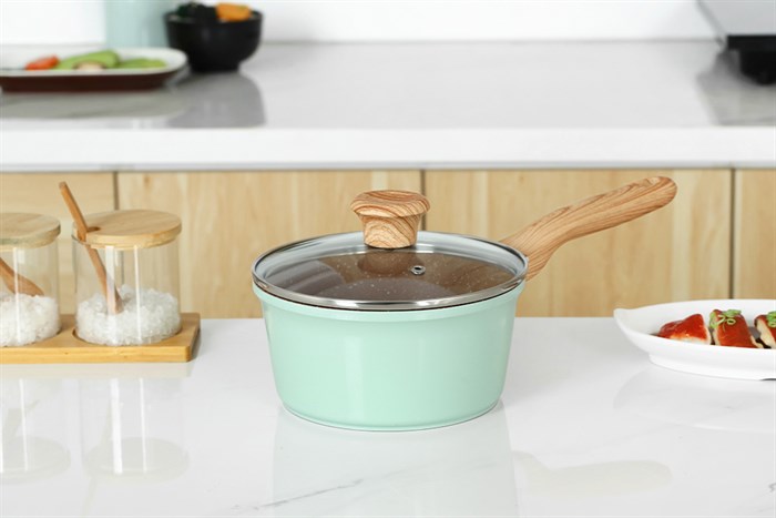 Quánh nhôm chống dính nắp kính 18 cm Green Cook GCS225-18IH