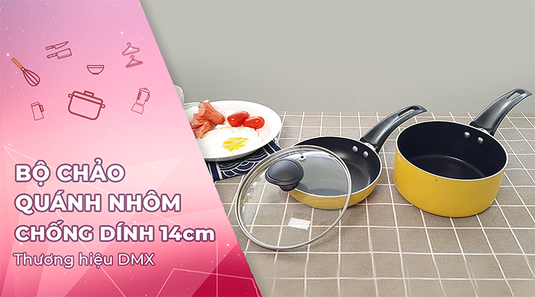 Bộ 2 chảo quánh nhôm chống dính 14 cm DMX Baby Star