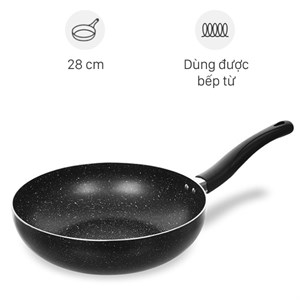 Chảo nhôm sâu chống dính vân đá đáy từ 28 cm Delites CE006-28