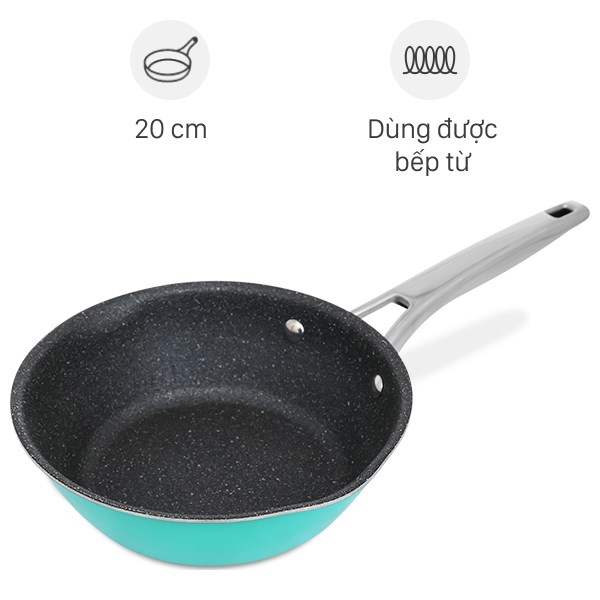 Chảo inox sâu chống dính vân đá đáy từ 20 cm Elmich Hera EL-8105