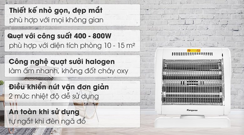 Quạt sưởi halogen Kangaroo KG1018C