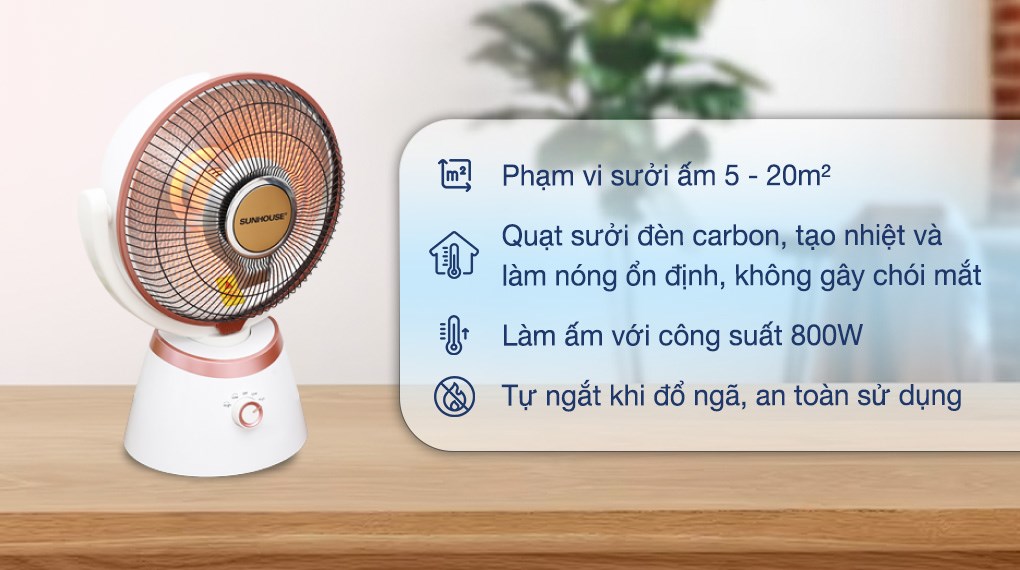 Quạt sưởi carbon Sunhouse SHD7008 Trắng