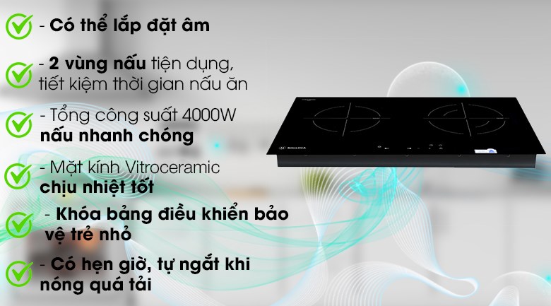 Bếp hồng ngoại đôi lắp âm Malloca MH-7320R