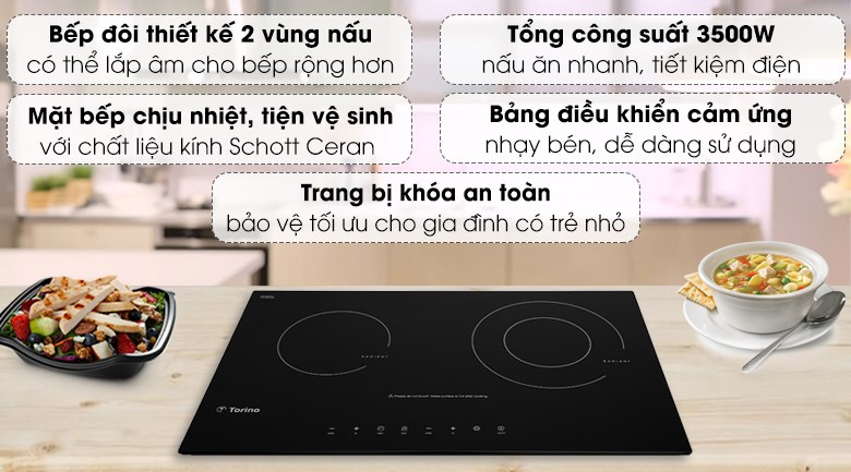 Bếp hồng ngoại đôi lắp âm Torino W1611