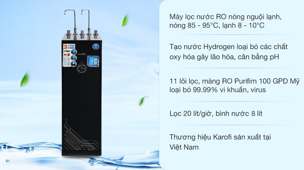 Máy lọc nước RO nóng nguội lạnh Karofi KAD-D66 11 lõi