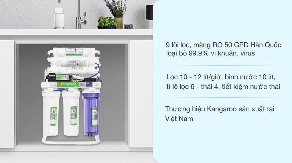 Máy lọc nước RO Hydrogen Kangaroo KGRP09HQ 9 lõi