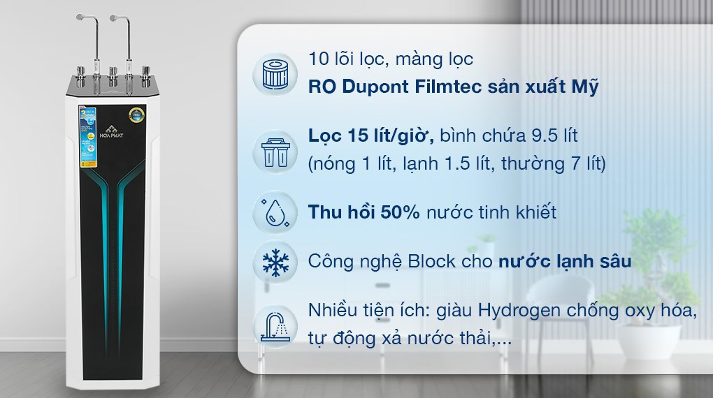 Máy lọc nước RO nóng nguội lạnh Hòa Phát HWBS3A 1021 10 lõi