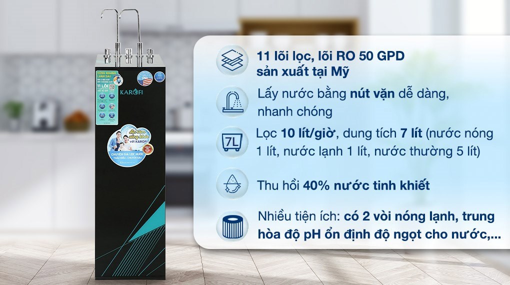 Máy lọc nước RO nóng nguội lạnh Karofi KAD-X58 11 lõi