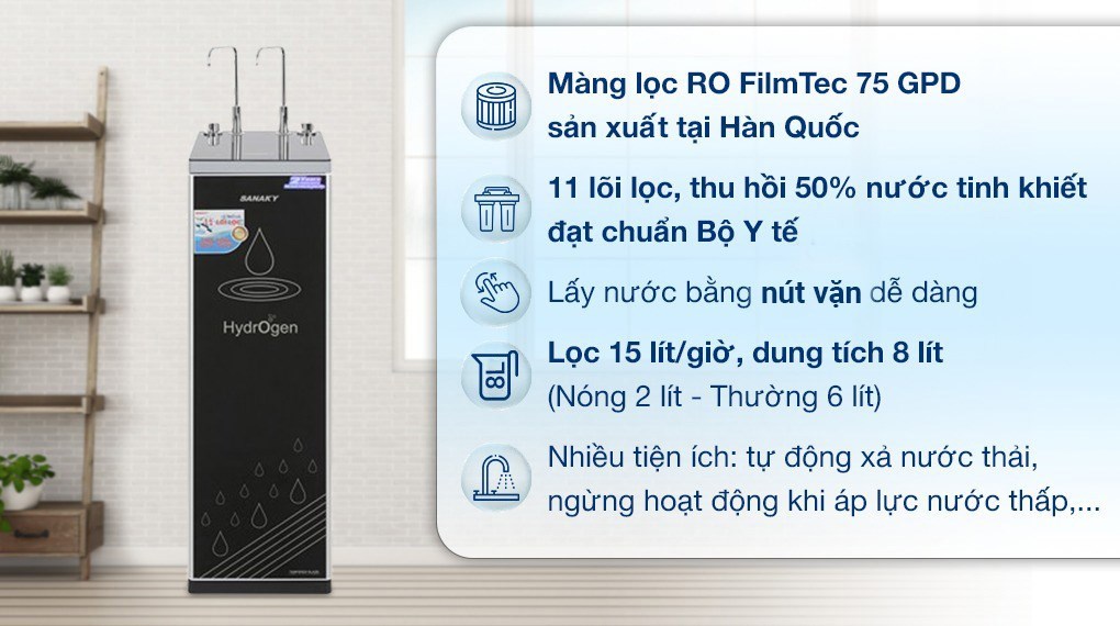 Máy lọc nước RO nóng nguội Sanaky VH-5020VD 11 lõi