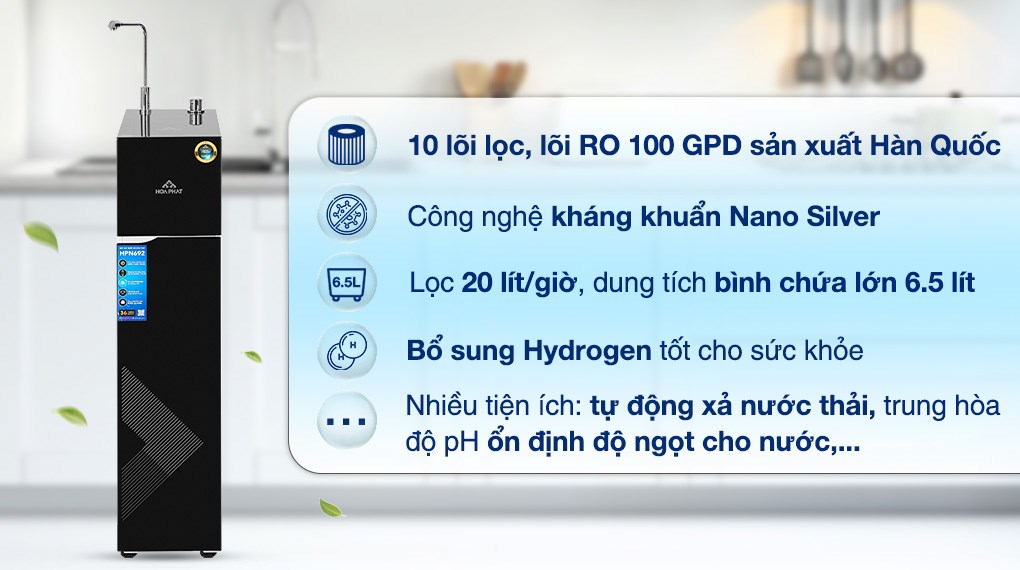 Máy lọc nước RO nóng nguội lạnh Hòa Phát HPN692 10 lõi