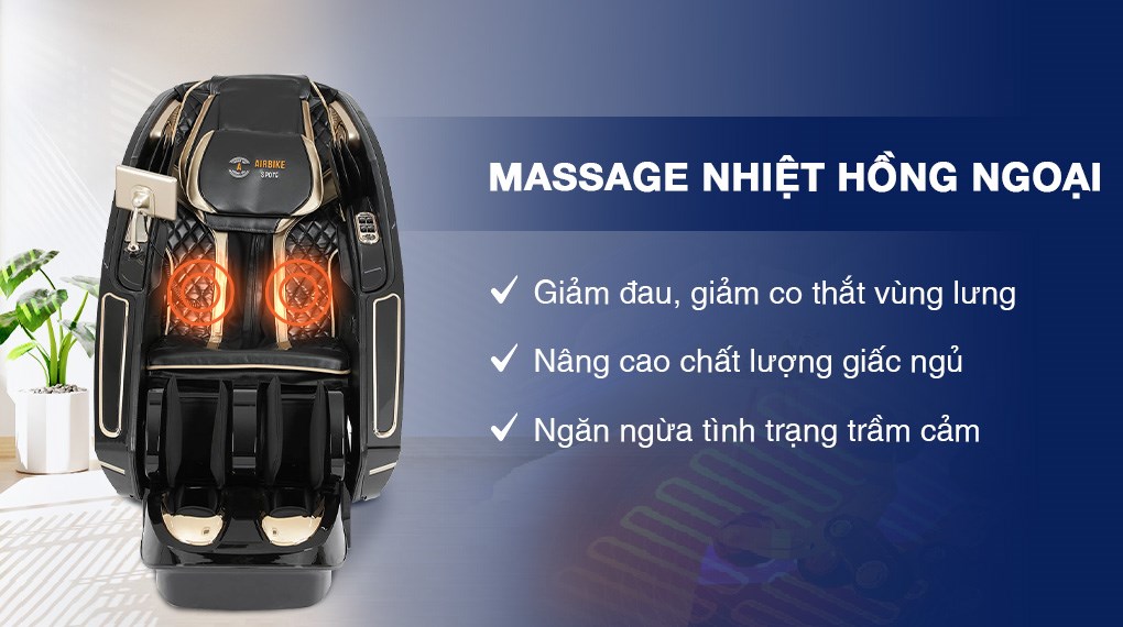 Ghế Massage Airbike Sports MK-337 sở hữu công nghệ nhiệt hồng ngoài giúp nâng cao chất lượng giấc ngủ người sử dụng