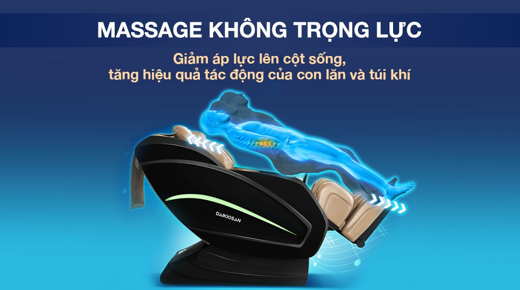 Công nghệ massage không trọng lực trên Ghế Massage Daikiosan DKGM-30004 có thể đo lực đẩy và tạo ra môi trường không trọng lực phù hợp cho người sử dụng.