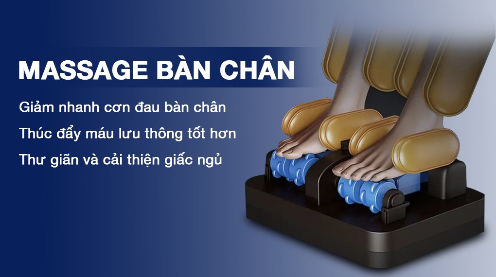 Ghế massage Fuji Luxury FJ 686 sở hữu chế độ massage bàn chân giúp bạn xua tan những cơn đau chân hiệu quả