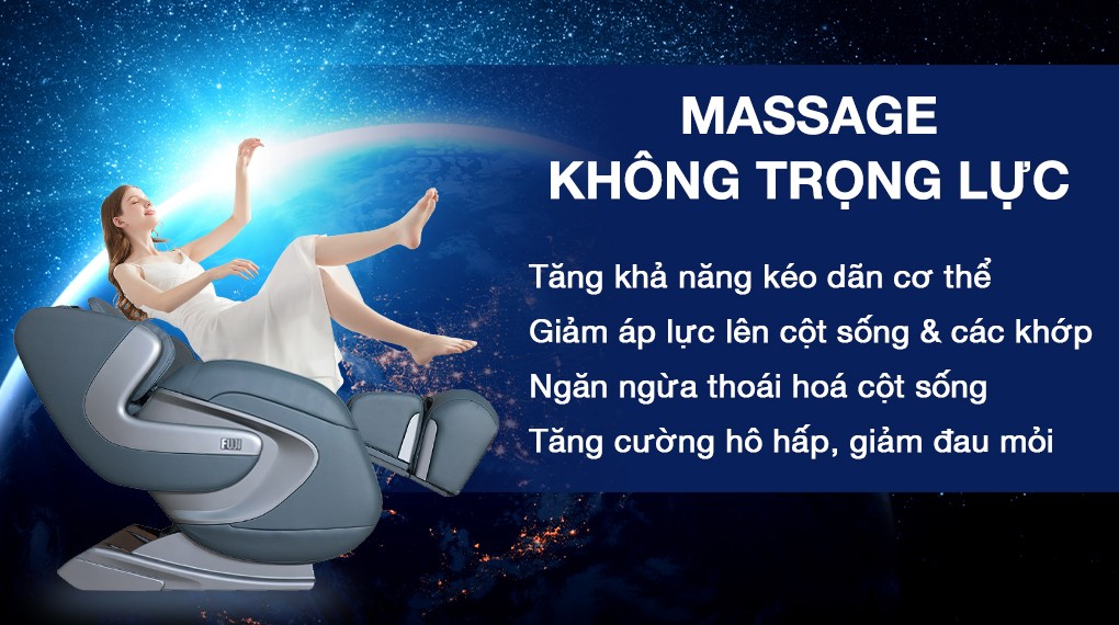 Ghế massage Fuji Luxury FJ 686 được trang bị công nghệ massage không trọng lực giúp ngăn ngừa thoái hoá cột sống