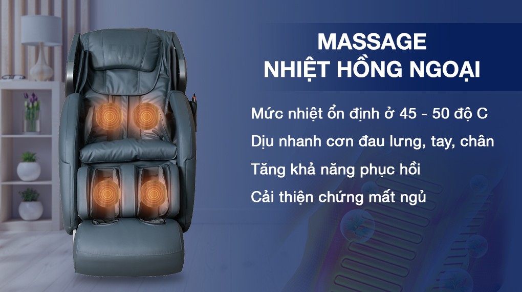 Ghế massage Fuji Luxury FJ 686 được tích hợp công nghệ massage nhiệt hồng ngoại giảm đau nhanh chóng