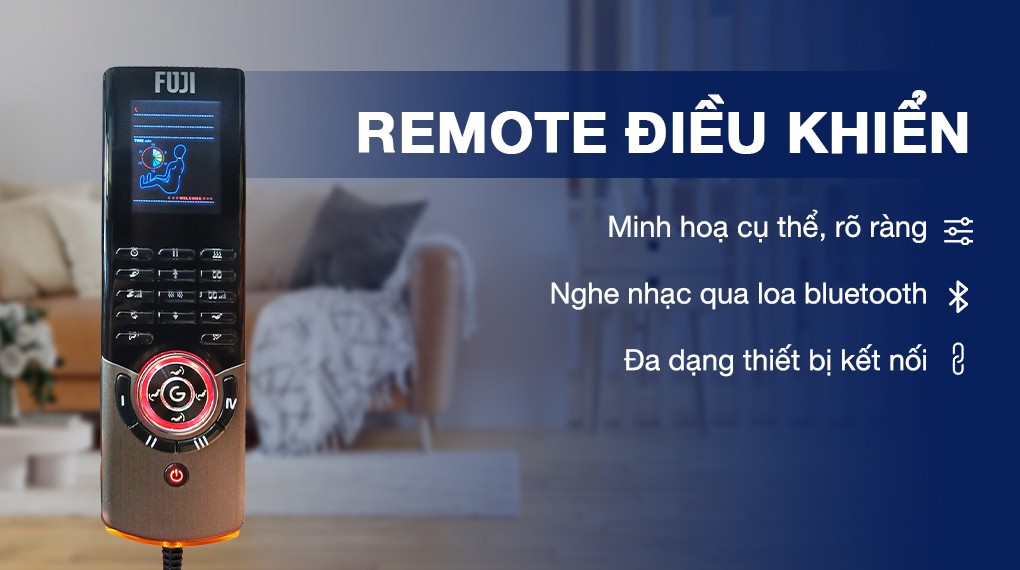 Remote điều khiển trên ghế massage Fuji Luxury FJ 686 với thiết kế nút bấm vật lý giúp người dùng dễ dàng thao tác 