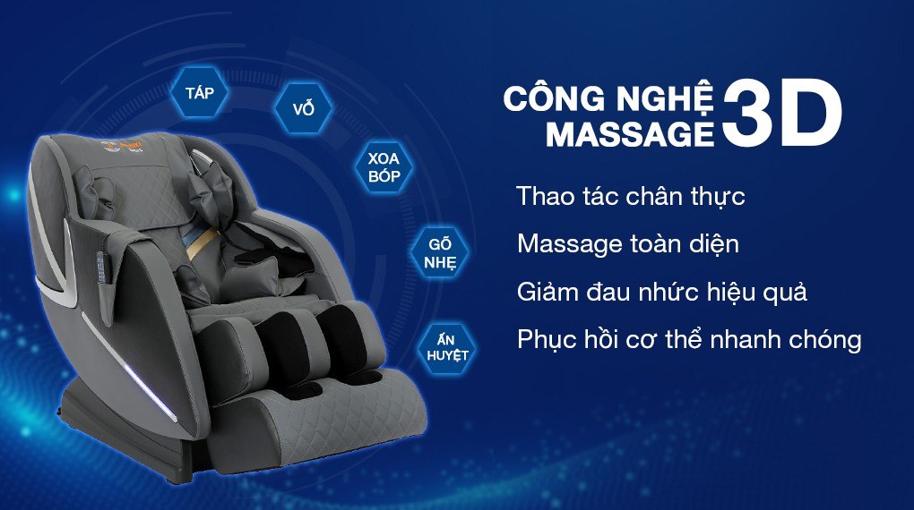 Ghế massage Airbike Sport MK-354 được trang bị hệ thống con lăn massage 3D giúp thư giãn thần kinh, giảm đau nhức cơ 