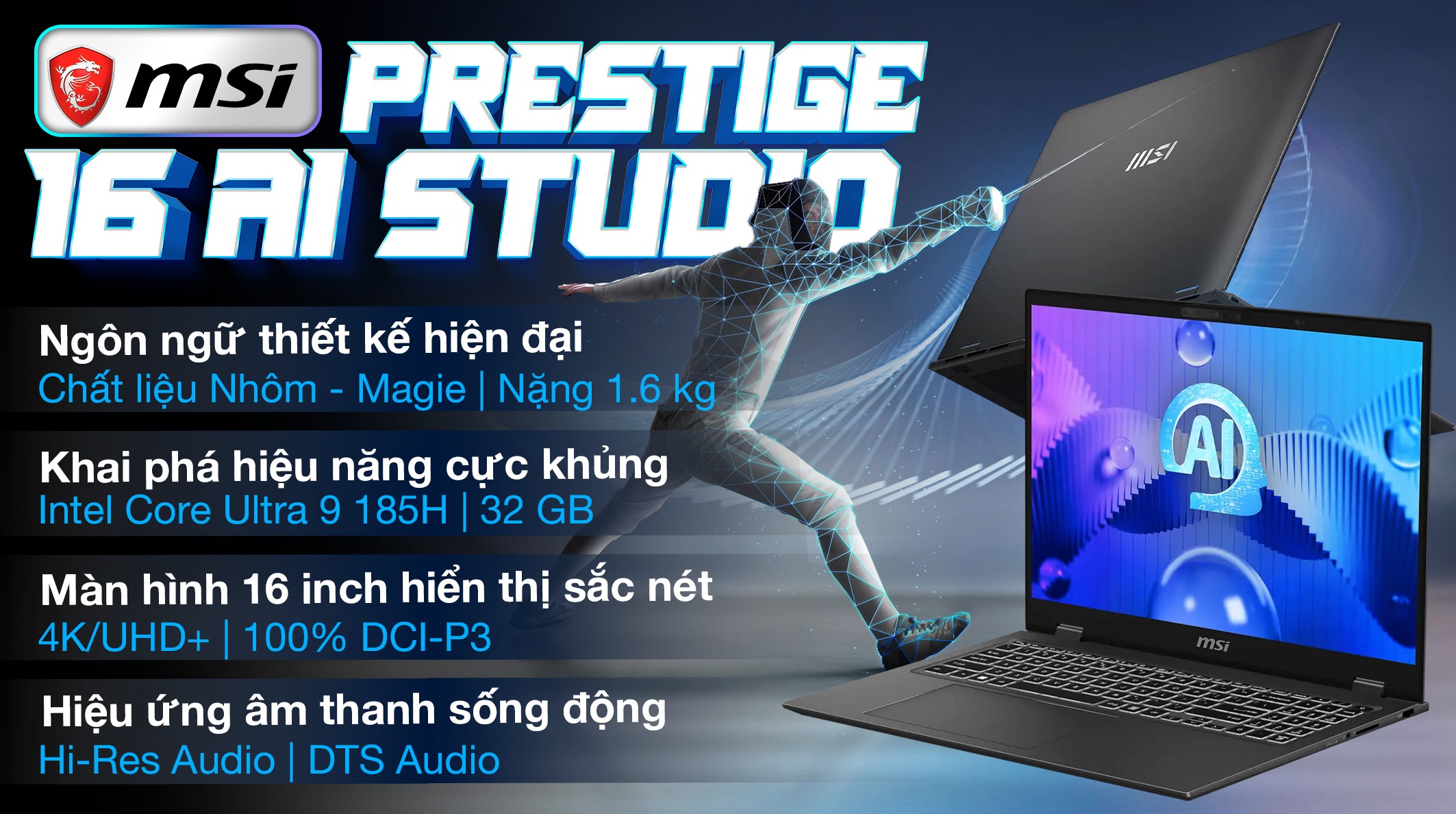 MSI Prestige 16 AI Studio B1VFG Ultra 9 185H (082VN)