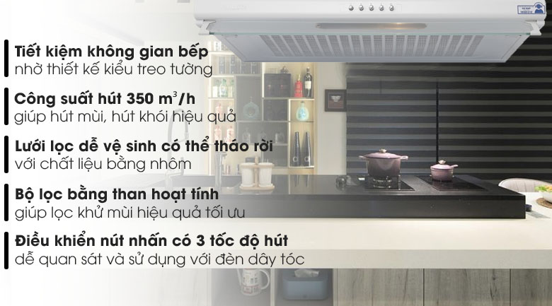 Máy hút mùi áp tường Malloca H107W