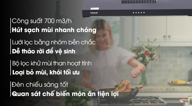 Máy hút mùi âm tủ Sunhouse SHB6118B