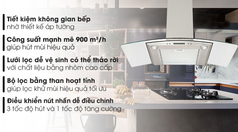 Máy hút mùi kính cong Hafele HH-WG90B (539.81.185)