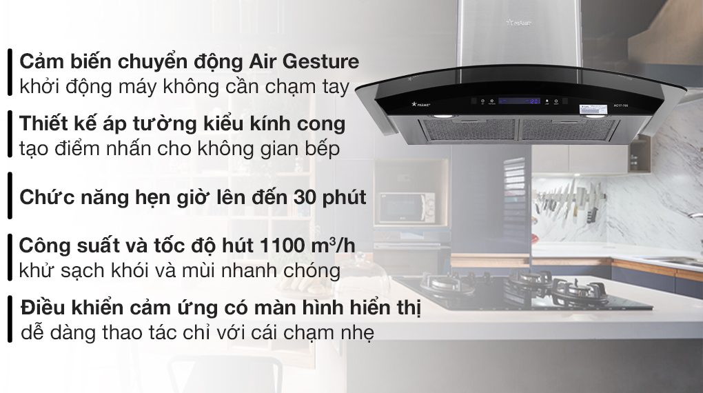 Máy hút mùi kính cong Pramie AC17-700